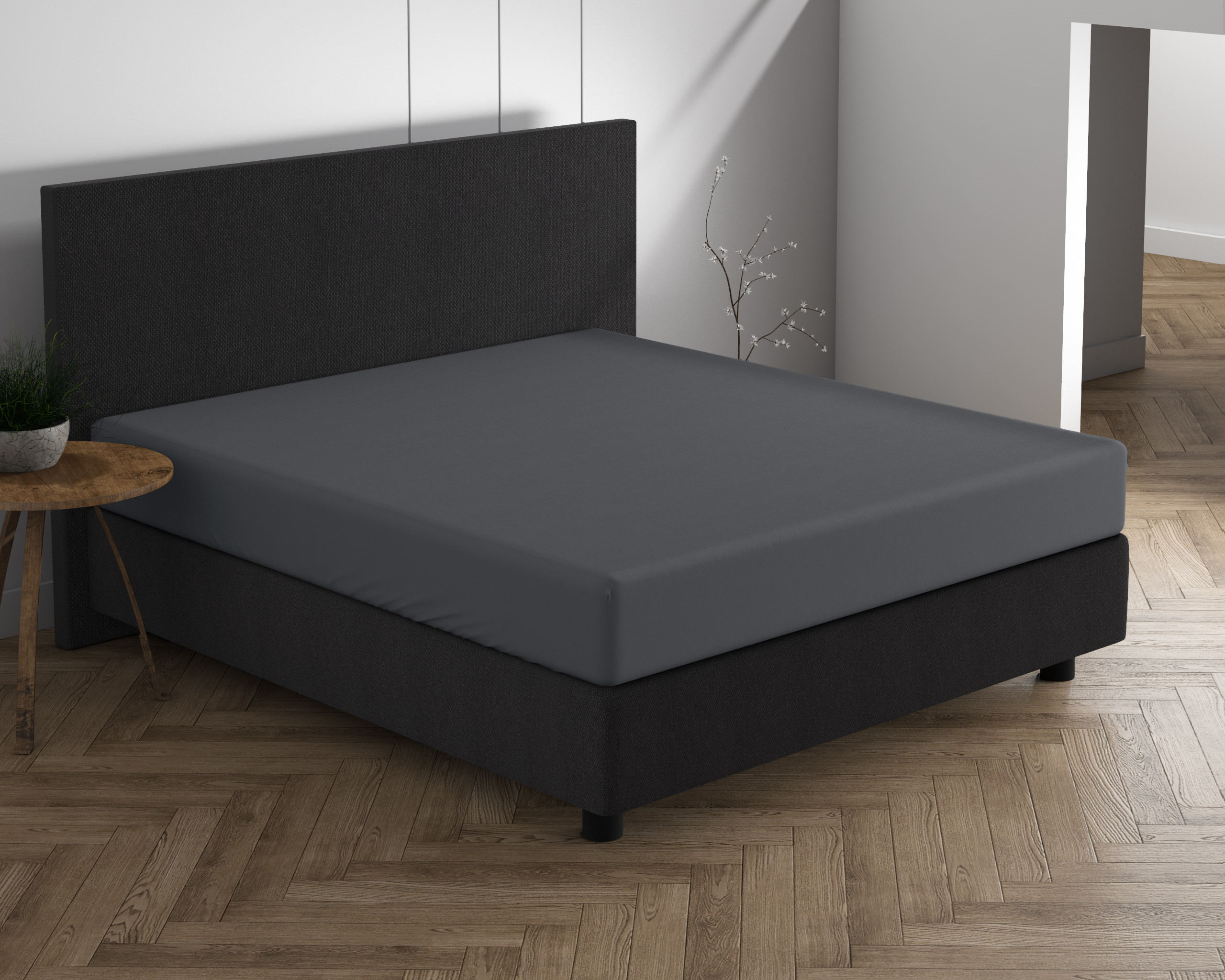Antraciet 160/180 x 200/220 cm laken van Dreamhouse - 100% katoen
