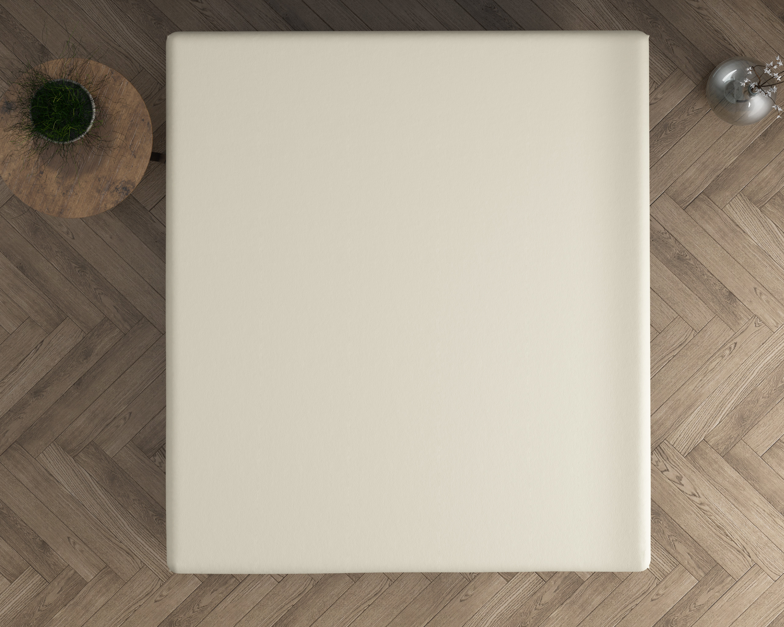 100% Katoen gebreid hoeslaken Creme 190/200 x 220/230 cm van Dreamhouse
