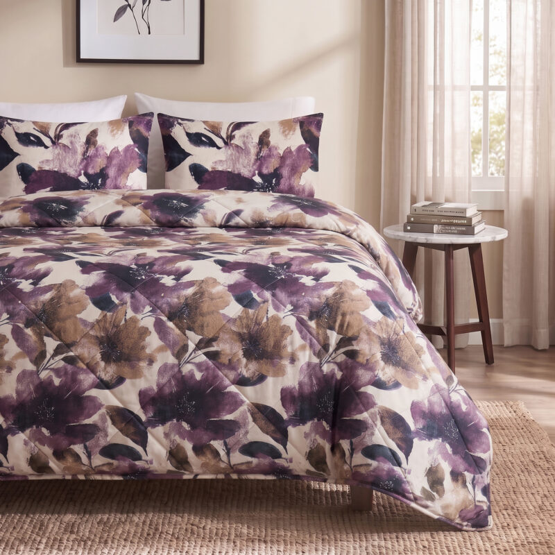 Dreamhouse dekbed 200 x 220 cm van 100% katoen, Lena Paars Met Kussenslopen 200 x 22