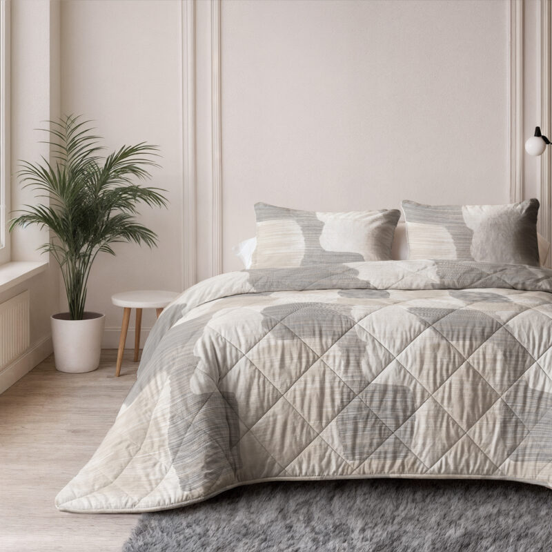 Katoen Checkered Beige/Grijs 200 x 2 dekbed van Sleeptime, 200 x 220 cm, kussensloop 60 x 70 cm
