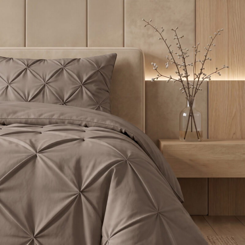 Sleeptime dekbed 140 x 200 cm van 100% Microvezel, Pintuck Taupe 140 x 200 cm