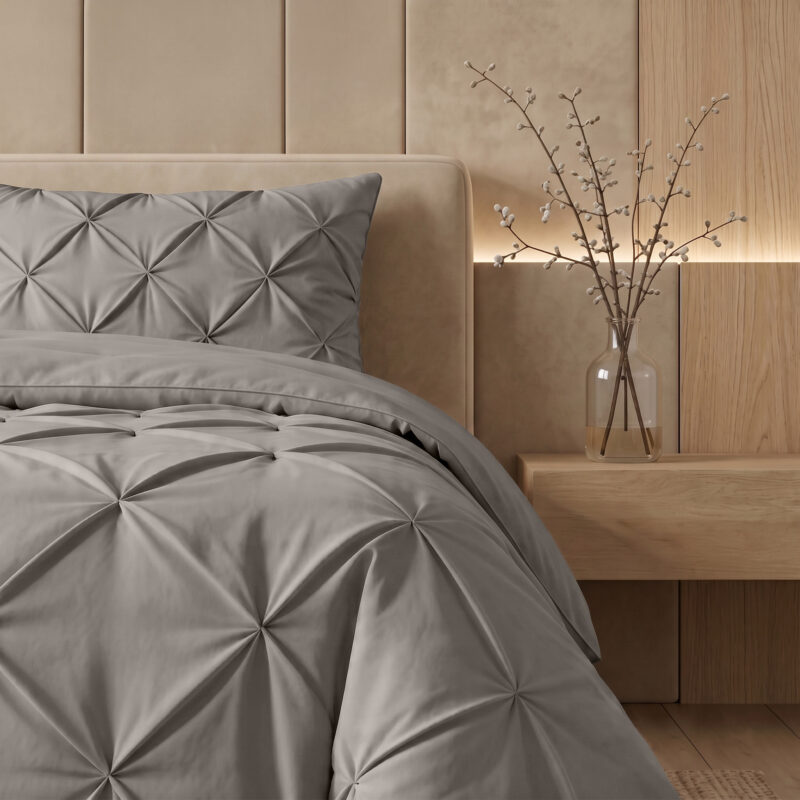 Sleeptime dekbed 140 x 200 cm van 100% Microvezel, Pintuck Taupe/Grijs 140 x 200 cm