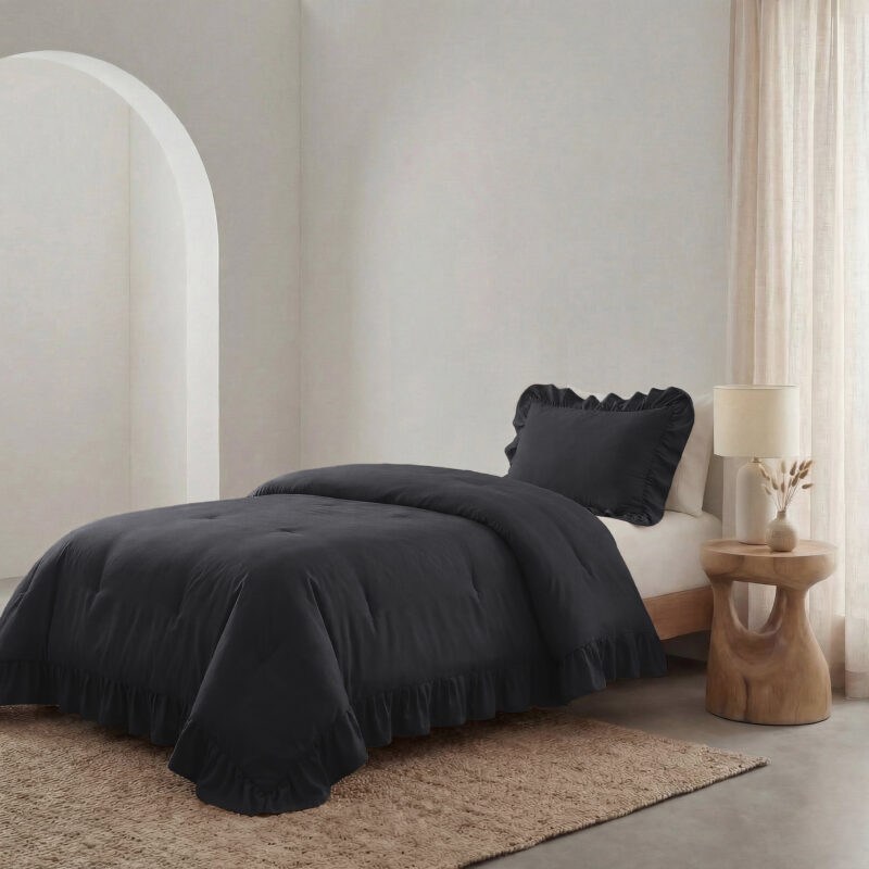 Ruffles Antraciet 140 x 200 cm dekbed van Sleeptime, 140 x 200 cm