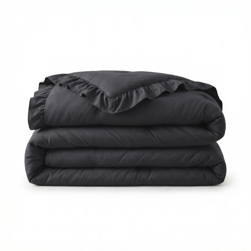 Sleeptime dekbed 140 x 200 cm van 100% Microvezel 300 gsm, Ruffles Antraciet 140 x 200 cm