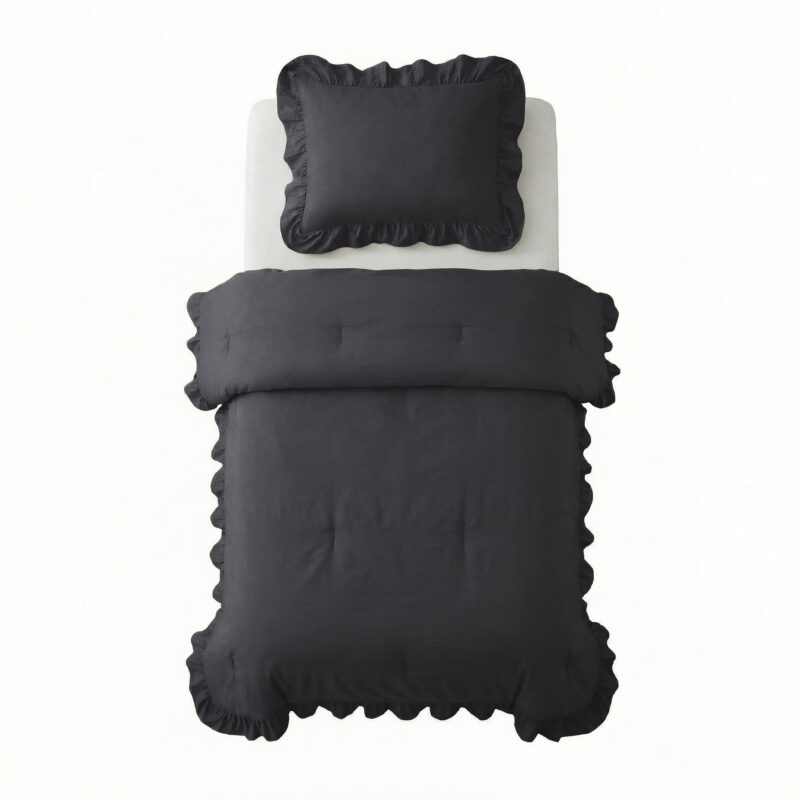 Sleeptime dekbed Ruffles Antraciet 140 x 200 cm - Antraciet - 140 x 200 cm - 100% Microvezel 300 gsm