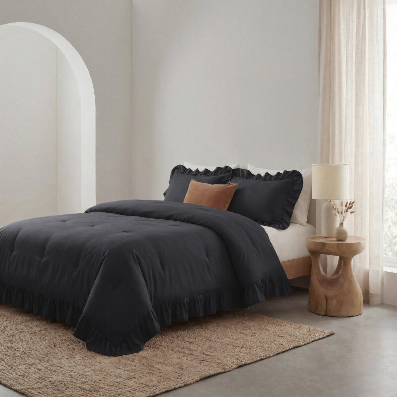 Ruffles Antraciet 200 x 200 cm dekbed van Sleeptime, 200 x 200 cm