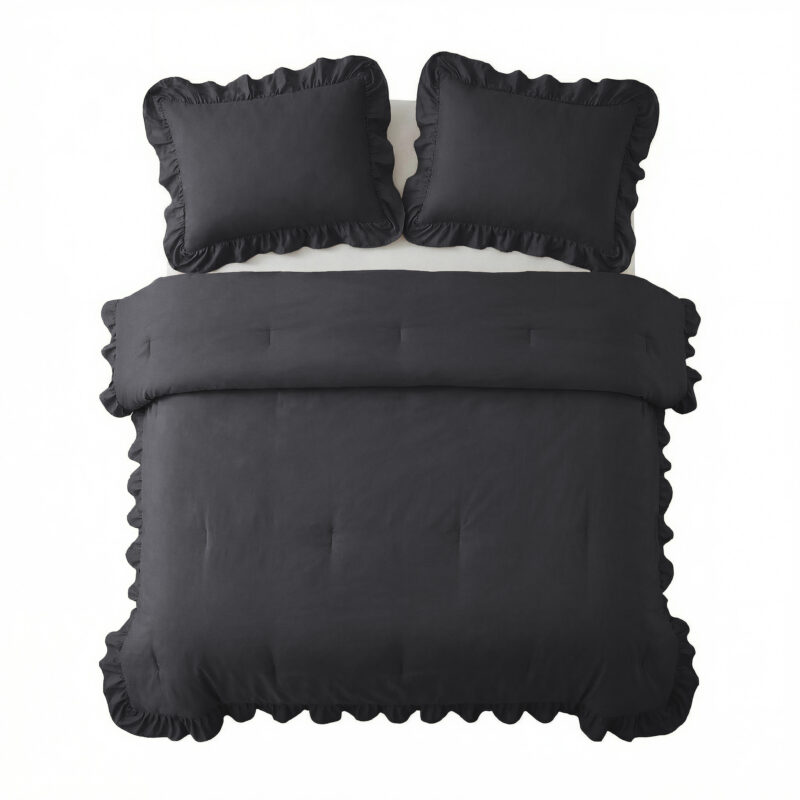 Sleeptime dekbed Ruffles Antraciet 200 x 200 cm - Antraciet - 200 x 200 cm - 100% Microvezel 300 gsm