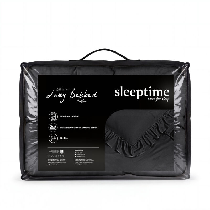 100% Microvezel 300 gsm dekbed Ruffles Antraciet 240 x 200 cm van Sleeptime in 240 x 220 cm
