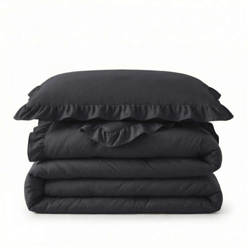 Sleeptime dekbed 240 x 220 cm van 100% Microvezel 300 gsm, Ruffles Antraciet 240 x 200 cm