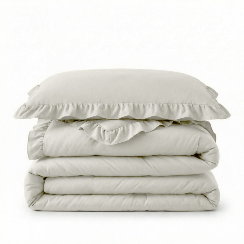 Sleeptime dekbed 200 x 200 cm van 100% Microvezel 300 gsm, Ruffles Gebroken Wit 200 x 200 cm