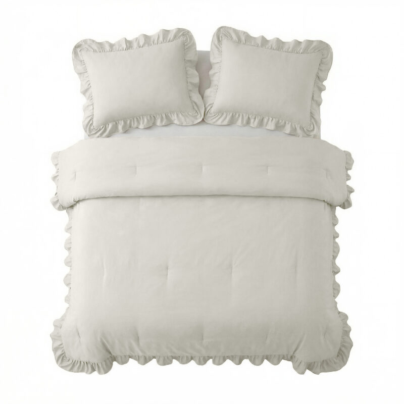 Sleeptime dekbed Ruffles Gebroken Wit 240 x 200 cm - Wit - 240 x 220 cm - 100% Microvezel 300 gsm