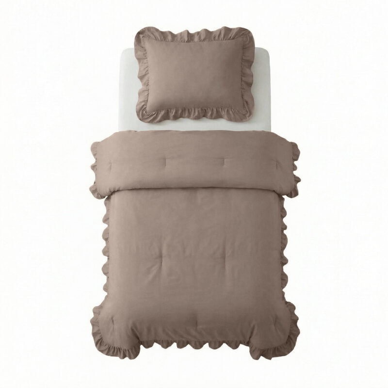 Sleeptime dekbed Ruffles Taupe 140 x 200 cm - Taupe - 140 x 200 cm - 100% Microvezel 300 gsm