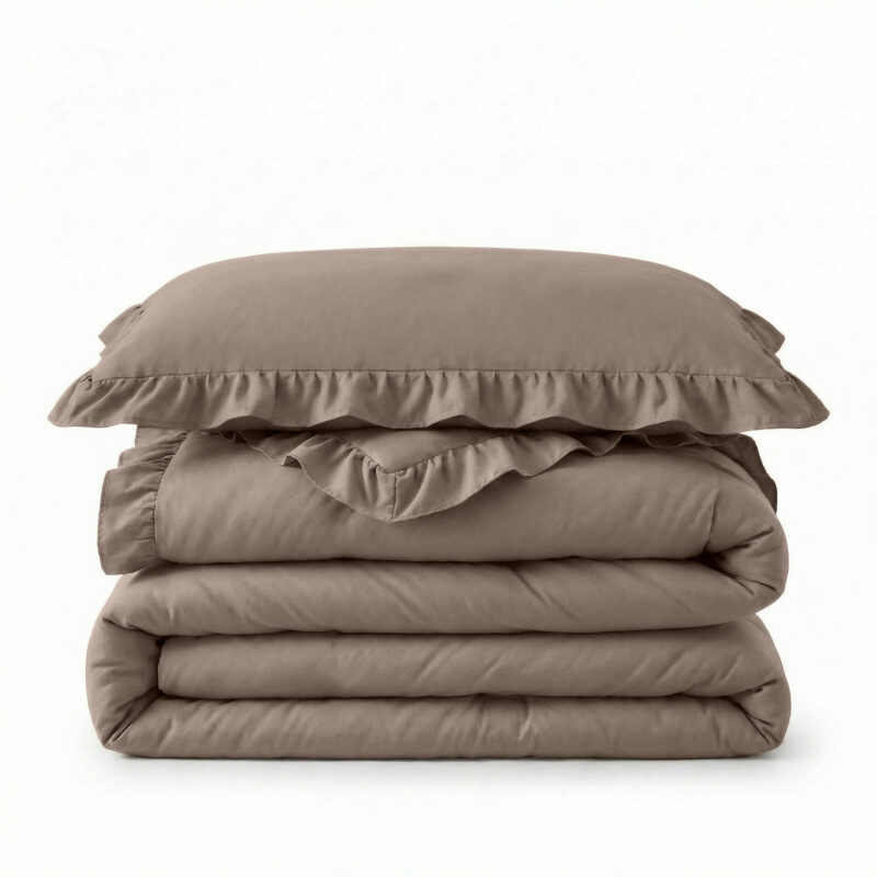 Sleeptime dekbed 200 x 200 cm van 100% Microvezel 300 gsm, Ruffles Taupe 200 x 200 cm