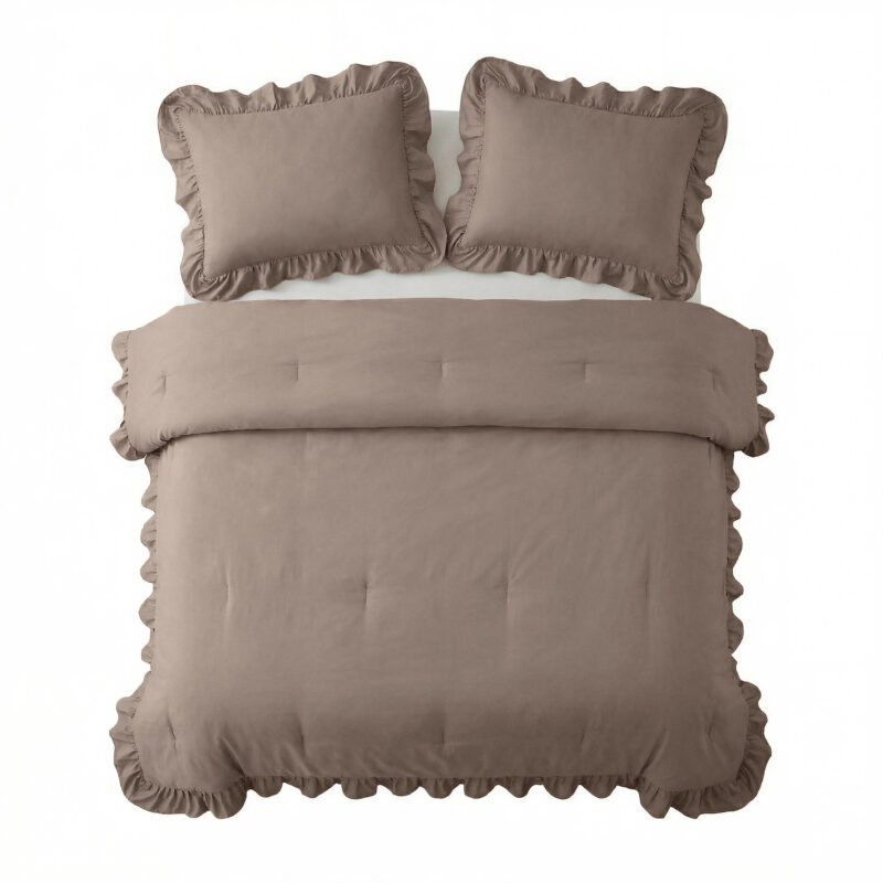 Sleeptime dekbed Ruffles Taupe 200 x 200 cm - Taupe - 200 x 200 cm - 100% Microvezel 300 gsm