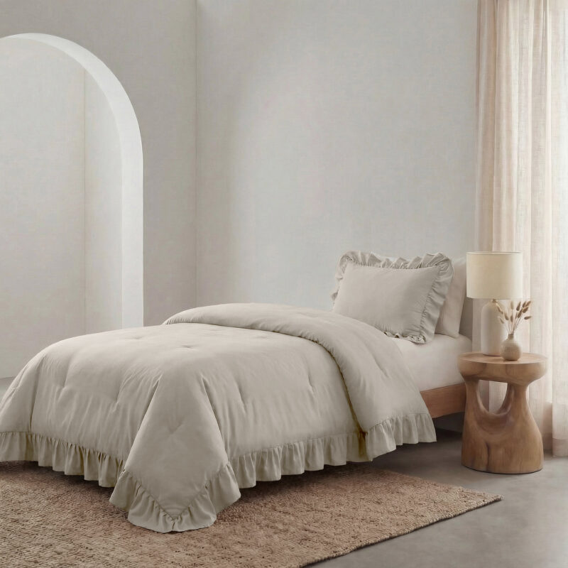 Ruffles Taupe/Grijs 140 x 200 cm dekbed van Sleeptime, 140 x 200 cm