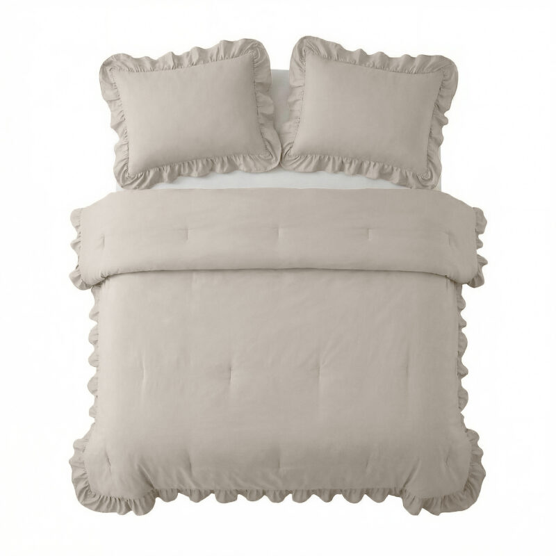 Sleeptime dekbed Ruffles Taupe/Grijs 240 x 200 cm - Taupe/Grijs - 240 x 220 cm - 100% Microvezel 300 gsm