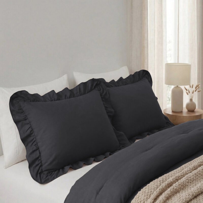 Sleeptime Lazy Ruffles Kussenslopen 2pack Antraciet 60 x 70 cm