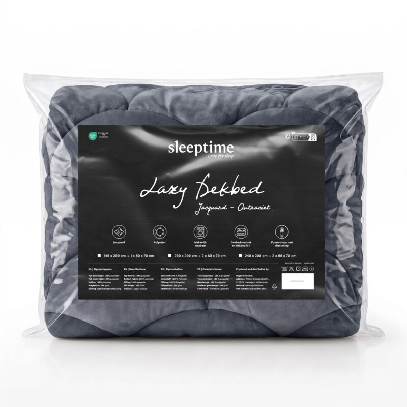 100% Polyester bedframe van Sleeptime in 200 x 200 cm - Antraciet