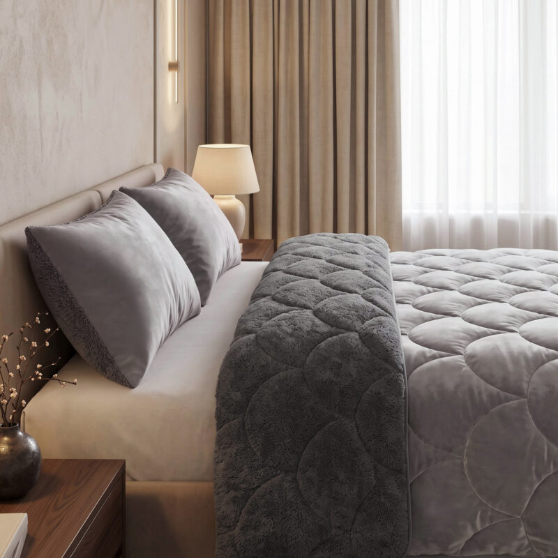 100% Polyester bedframe van Sleeptime in 200 x 200 cm - Taupe/Grijs