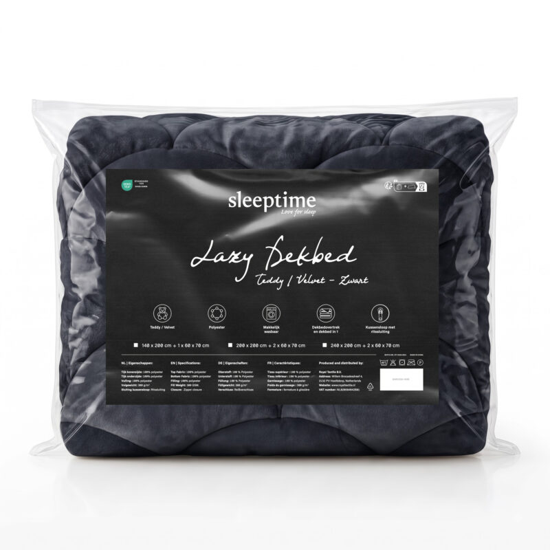 100% Polyester bedframe van Sleeptime in 200 x 200 cm - Zwart