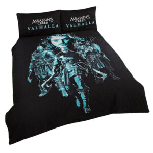 Assassin's Creed dekbedovertrek Valhalla - Zwart/Blauw - 200 x 200 cm - 48% katoen, 52% polyester