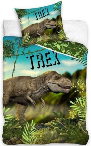 Dinosaurus Dekbedovertrek T-Rex - 140 x 200 cm - 60 x 70 cm - Katoen