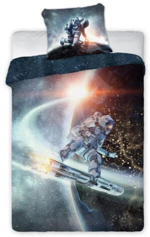 Faro dekbedovertrek Space Surf 140 x 200 cm - Blauw - 140 x 200 cm - 100% katoen