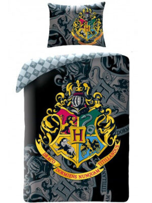 Harry Potter dekbedovertrek Zweinstein Wapen Zwart - Zwart - 140 x 200 cm - 100% katoen