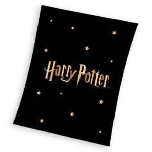 Harry Potter fleece deken Gouden Logo - Zwart - 130 x 170 cm - 100% Polyester