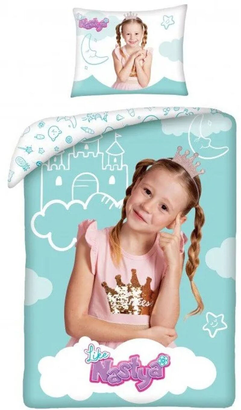 Like Nastya dekbedovertrek Prinses - Turquoise - 140 x 200 cm - 100% katoen