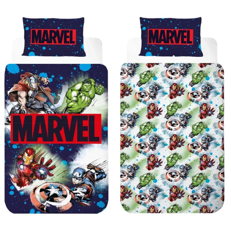 Marvel Avengers Dekbedovertrek Heroes in Action - 140 x 200 cm - 70 x 90 cm - Katoen