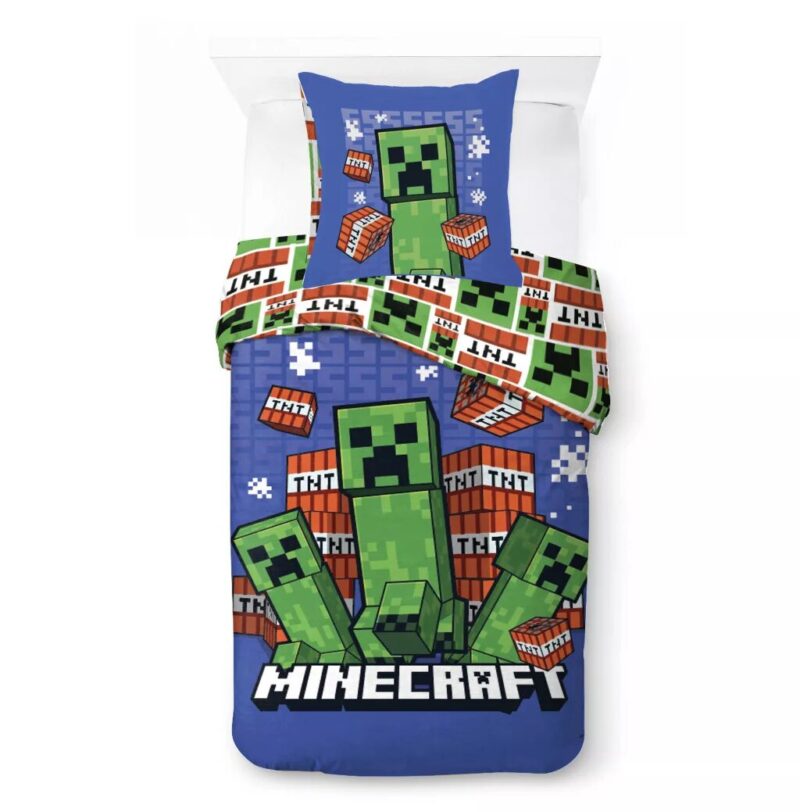 Minecraft Dekbedovertrek Survive the Spiral - 140 x 200 cm - 70 x 90 cm - Katoen