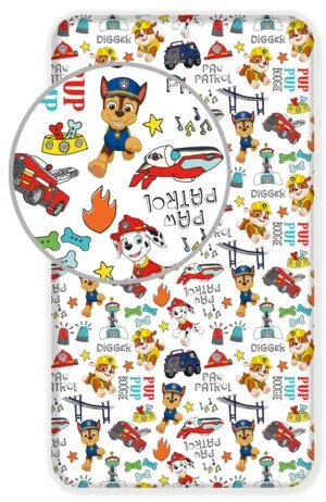 Paw Patrol hoeslaken Digger – Eenpersoons – 90 x 200 cm – - Wit - 90 x 200 cm - 100% katoen