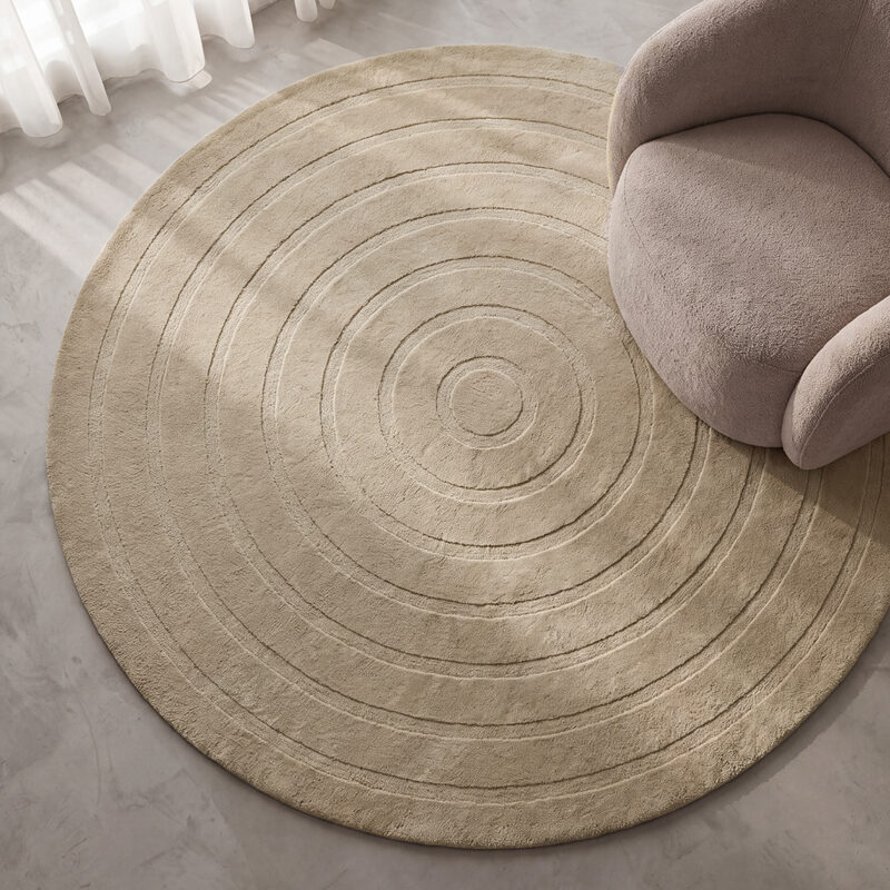 LABEL51 Vloerkleden Agra - Zand - Polyester - 150x150 cm - Rond