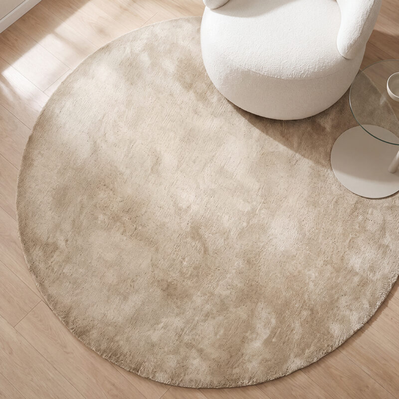 LABEL51 Vloerkleden Mila - Zand - Polyester - 150x150 cm - Rond
