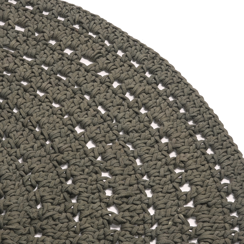 LABEL51 Vloerkleden Knitted - Army - Katoen - 150x150 cm - Rond Katoen