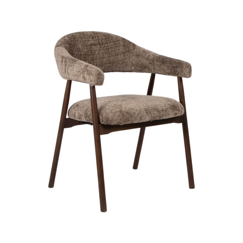 LABEL51 Eetkamerstoel Maren - Taupe - Cremona - Walnoot Hout