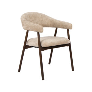 LABEL51 Eetkamerstoel Maren - Beige - Cremona - Walnoot Hout