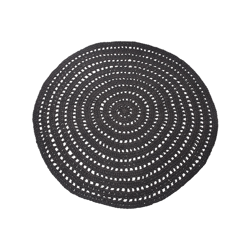 LABEL51 Vloerkleden Knitted - Zwart - Katoen - 150x150 cm - Rond