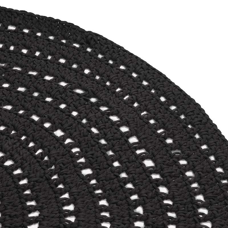 LABEL51 Vloerkleden Knitted - Zwart - Katoen - 150x150 cm - Rond Katoen