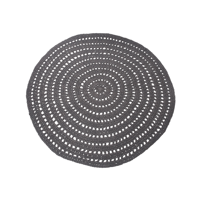 LABEL51 Vloerkleden Knitted - Antraciet - Katoen - 150x150 cm - Rond