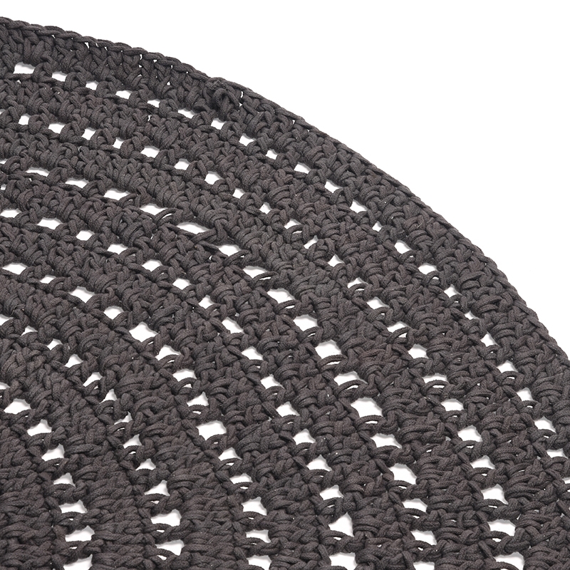 LABEL51 Vloerkleden Knitted - Antraciet - Katoen - 150x150 cm - Rond Katoen