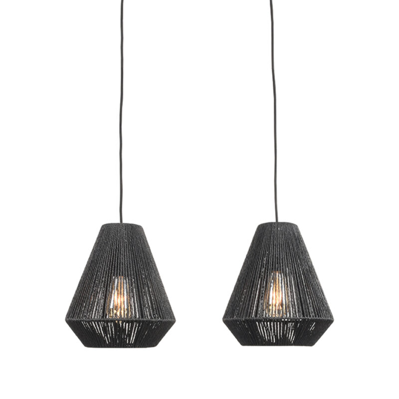 LABEL51 Hanglamp Ibiza - Zwart - Jute - 2-Lichts Ibiza