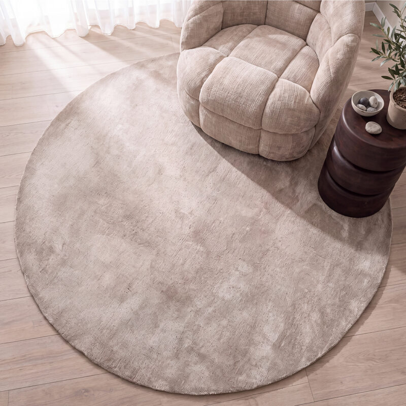 LABEL51 Vloerkleden Mila - Taupe - Polyester - 200x200 cm - Rond