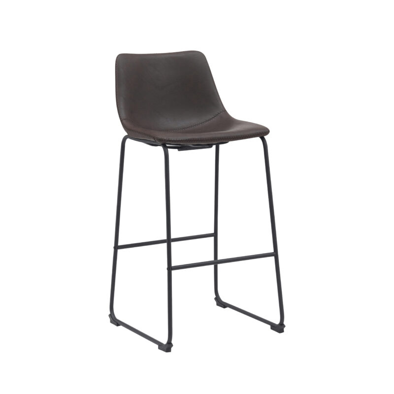 LABEL51 Barkruk Risto - Donkerbruin - Kunstleder - Hoog Risto