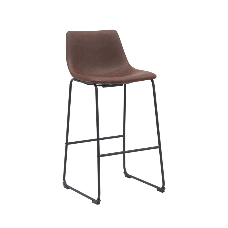 LABEL51 Barkruk Risto - Bruin - Kunstleder - Hoog Risto