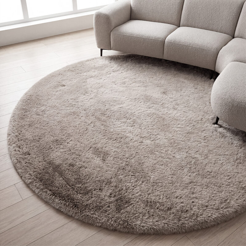 LABEL51 Vloerkleden Indy - Taupe - Polyester - 200x200 cm - Rond