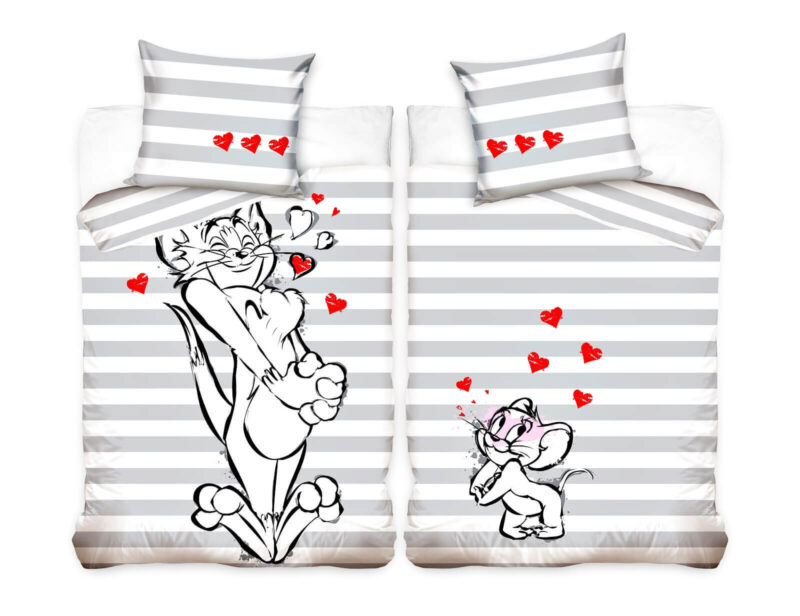 Tom & Jerry Dekbedovertrek Hartjes - 140 x 200 cm - 70 x 80 cm - Katoen