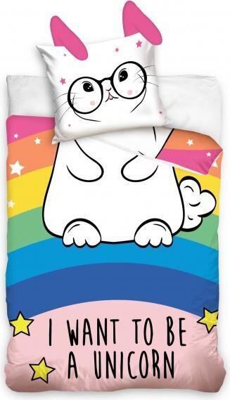 Unicorn Dekbedovertrek I Want To Be A Unicorn - 140 x 200 cm - 70 x 80 cm - Katoen